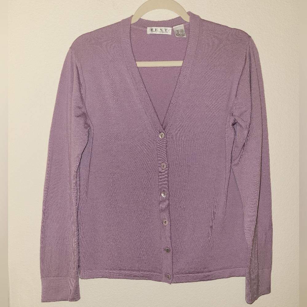 BEST de La Redoute lavender V-neck button-up cardigan, 6/8 (M), EUC